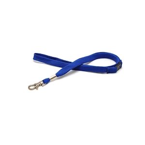 Cordon tube 12 mm avec crochet métal - Sécurisé - bleu roi (lot de 100)