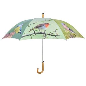 Esschert Design - Grand parapluie bois et métal toile polyester Oiseaux - Publicité