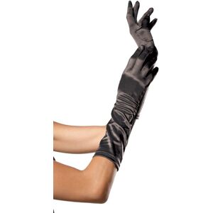 LegAvenue Gants Mi longs satinés Noir