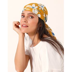 Blancheporte Foulard Fabrique En France Imprime Fleurs, 98x98 Cm, Coton Biologique() - Femme Jaune TU