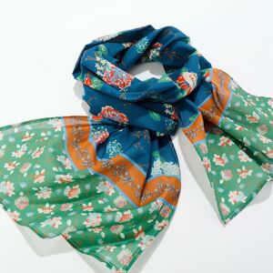 Blancheporte Foulard Imprime Fleurs Bleu/vert, 198 X 38 Cm - Coton - Femme Bleu TU