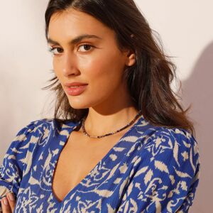 Blancheporte Collier Petites Perles De Pierre - Femme Bleu TU