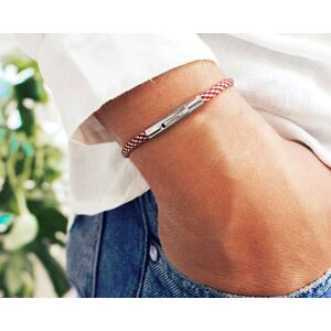 Cadeaux.com Bracelet personnalisé pour homme - cordon bordeaux et blanc