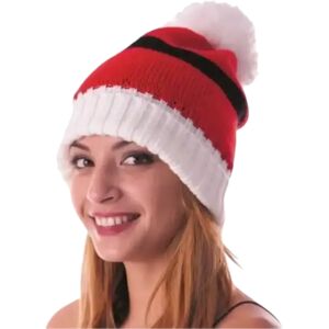 Party Pro Bonnet de Noel en tricot rouge