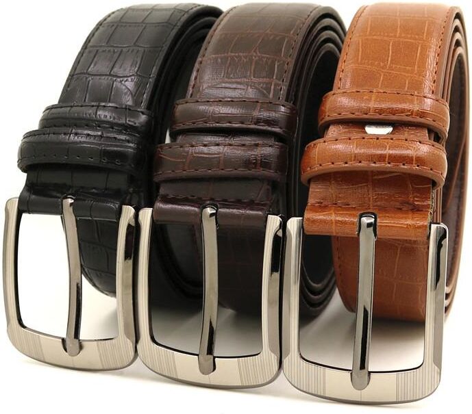 New Fashion Men’s Leather Belts Designer Belt for Man Pin Buckle Strap Business Male Fashionable Slub Pattern Jeans Casual