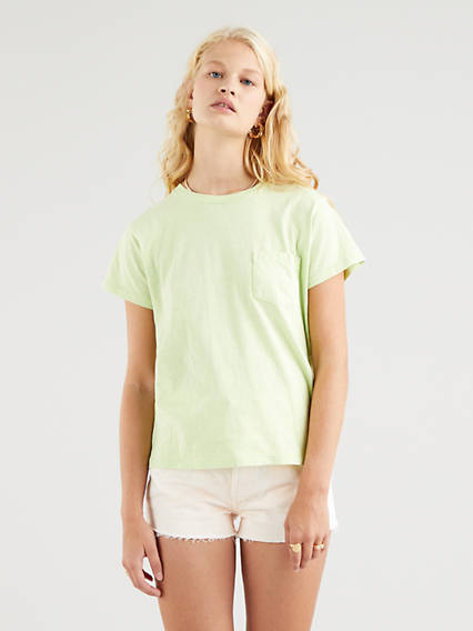 Levi's Arlo Garment Dye Tee - Femme - Vert / Shadow Lime Garment Dye