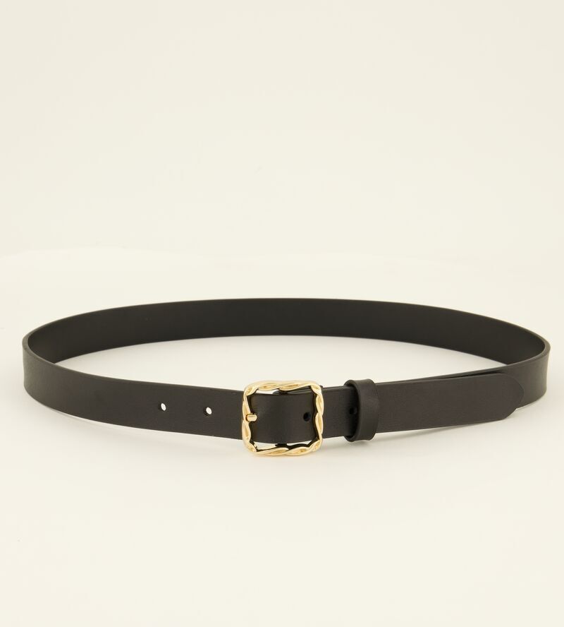 Ceinture noire fine en cuirà boucle carrée dorée My Jewellery Doré/Noir 95 femme