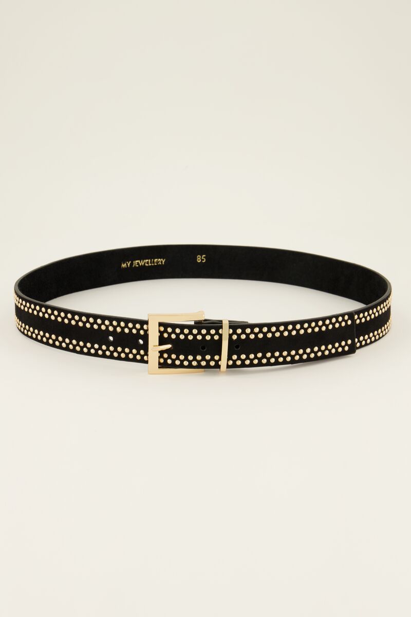 Ceinture noire en cuir avec clous dorés My Jewellery Noir 95 femme