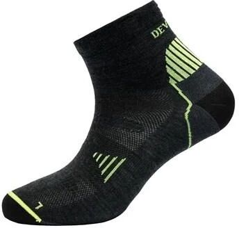 Devold Unisex Energy Ankle Sock - Merino Wool, Dark Grey / Yellow / 35-37