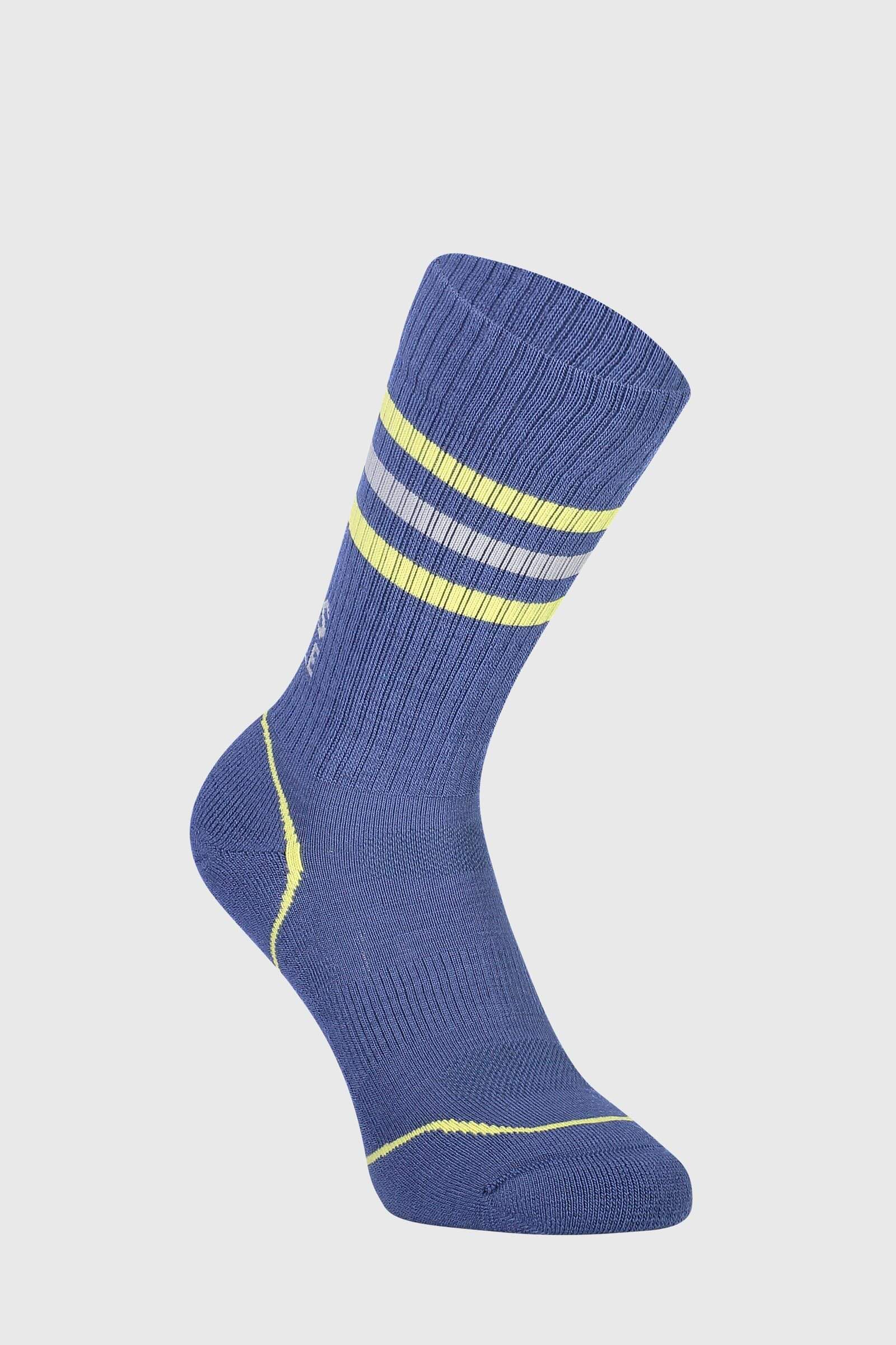 Mons Royale Unisex Signature Crew Sock - Merino Wool, Ink / Lemon / 38-40