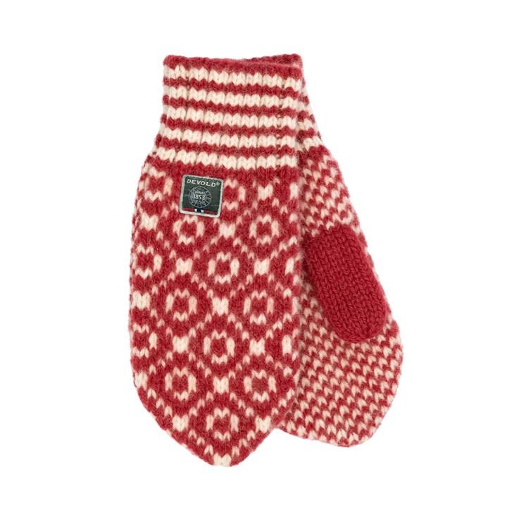 Devold Unisex Svalbard Mitten - Made From Pure New Wool, Hindberry / OffWhite / L