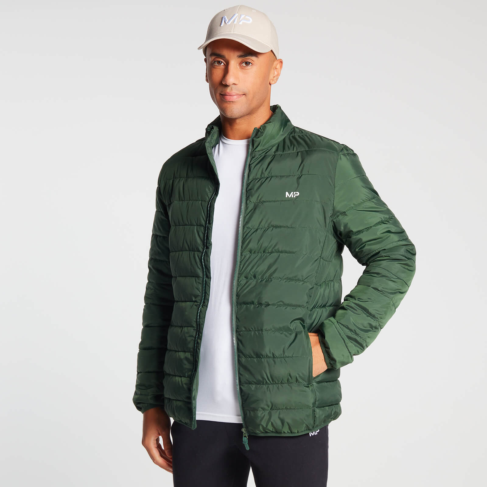 MP Men's Lightweight Packable Puffer Jacket - Dark Green - XXS