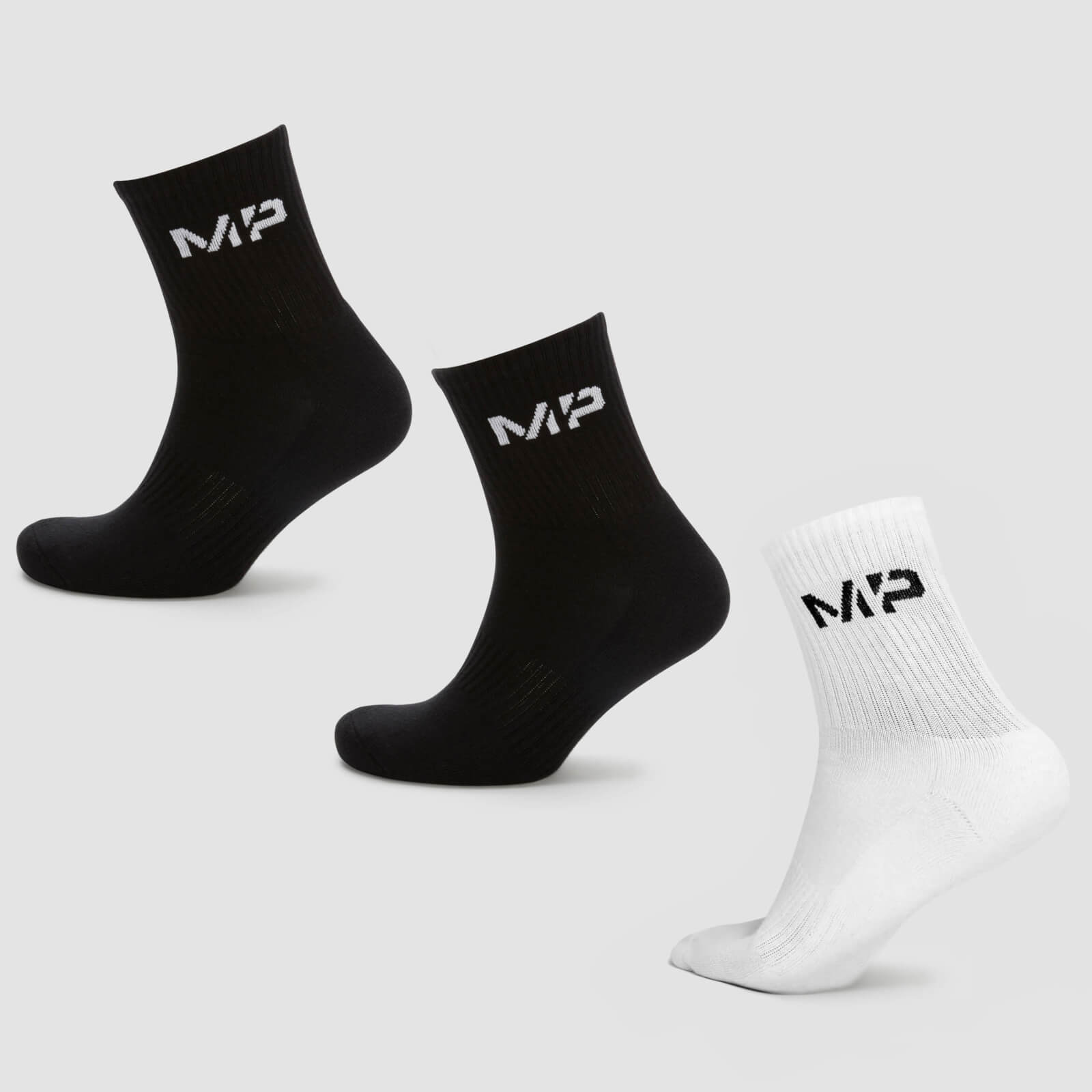 MP Men's Crew Socks - Black/White (3 Pack) - UK 9-12