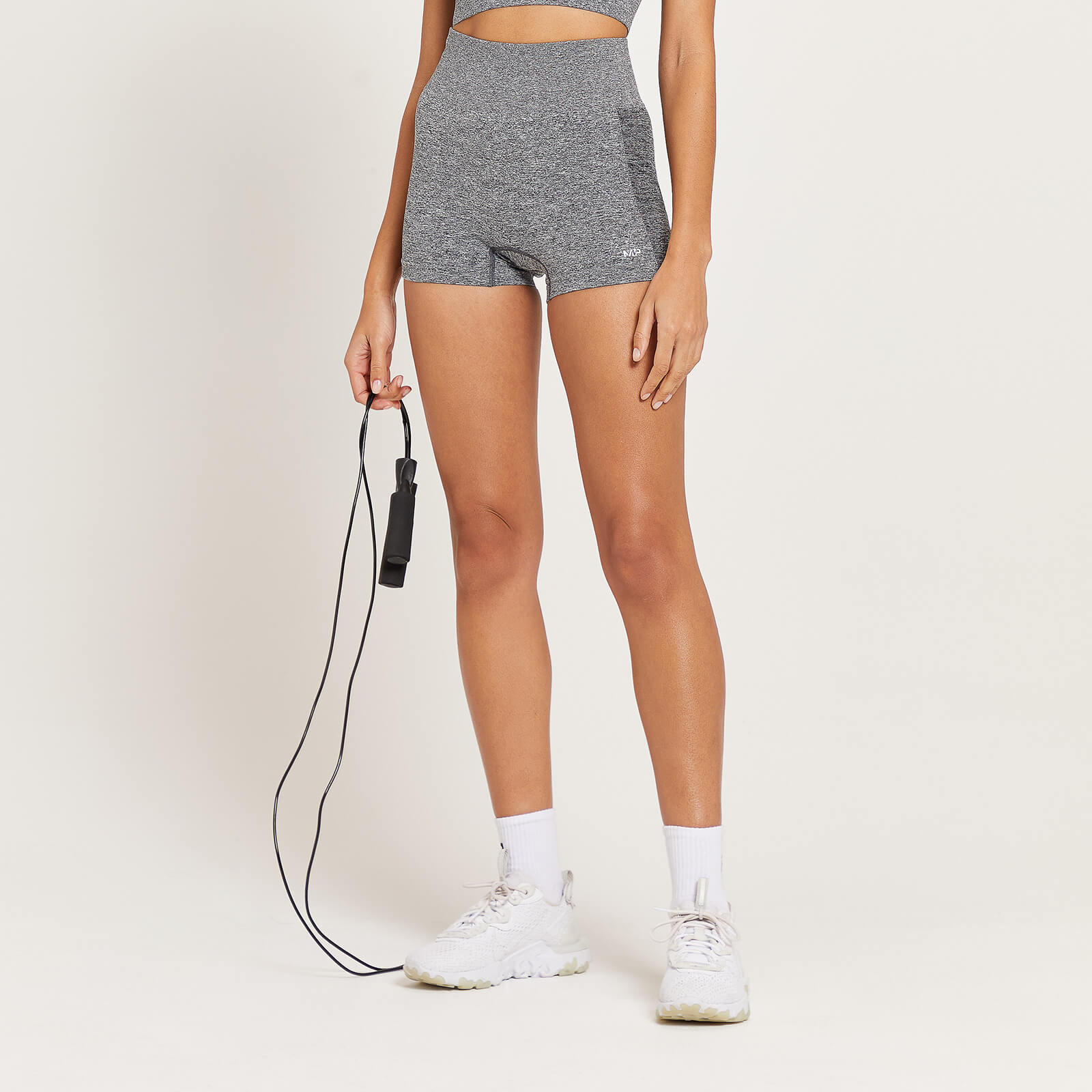 MP Women's Curve High Waisted Booty Shorts - Grey Marl  - L