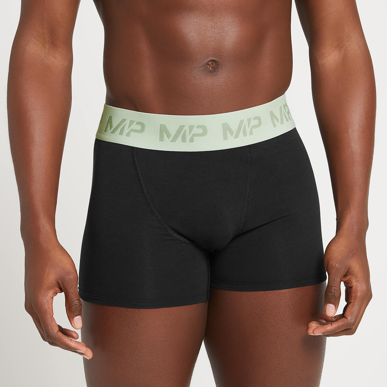 MP Men's Coloured Waistband Boxers (3 Pack) - Black/Frost Green/Steel Blue/Ice Blue - XXL
