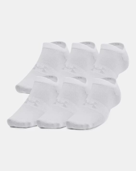 Under Armour Unisex UA Essential 6-Pack No Show Socks White Size: (LG)