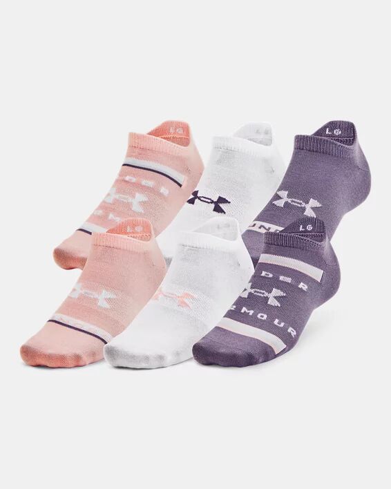 Under Armour Unisex UA Essential 6-Pack No Show Socks Pink Size: (LG)