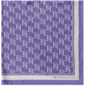 ELISABETTA FRANCHI FOULARD GRANDE IN TWILL DI SETA STAMPA LOGO donna iris FO01L41E2 TU