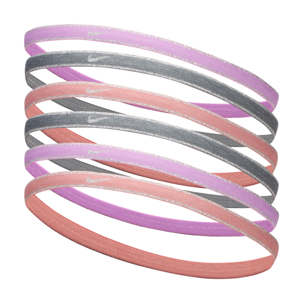 nike fascia per capelli metallizzata  swoosh sport (confezione da 6) - rosa