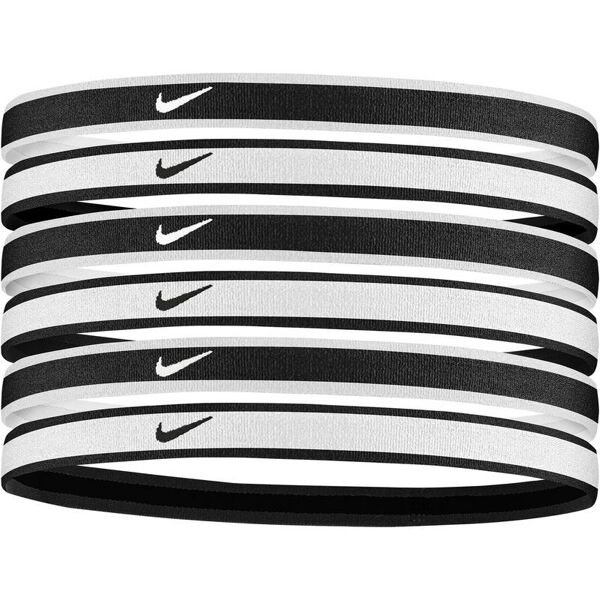 nike set di 6 fasce per capelli swoosh bianco e nero unisex da7156-100 one