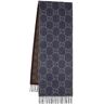 Gucci Sciarpa In Lana Jacquard Con Gg E Nappine Navy 01