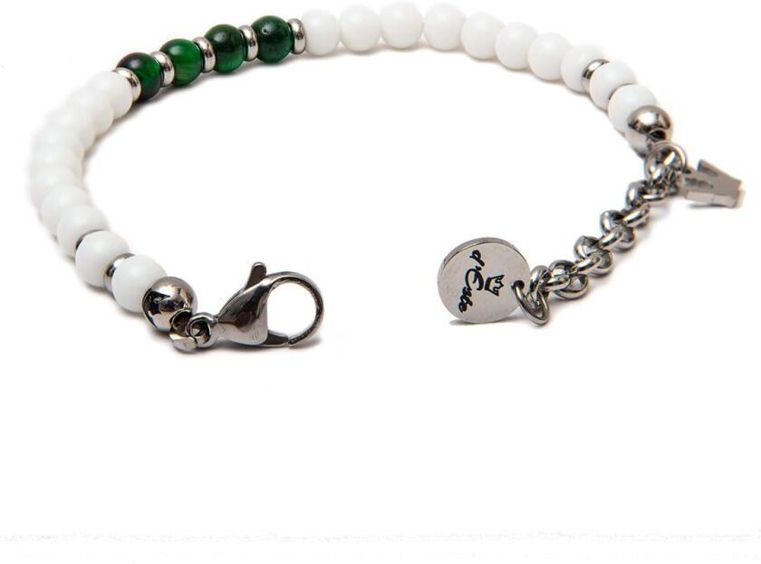 D'Este Bracciale In Pietre Onice Bianco E Occhio Di Tigre Verde - Colori: Bianco