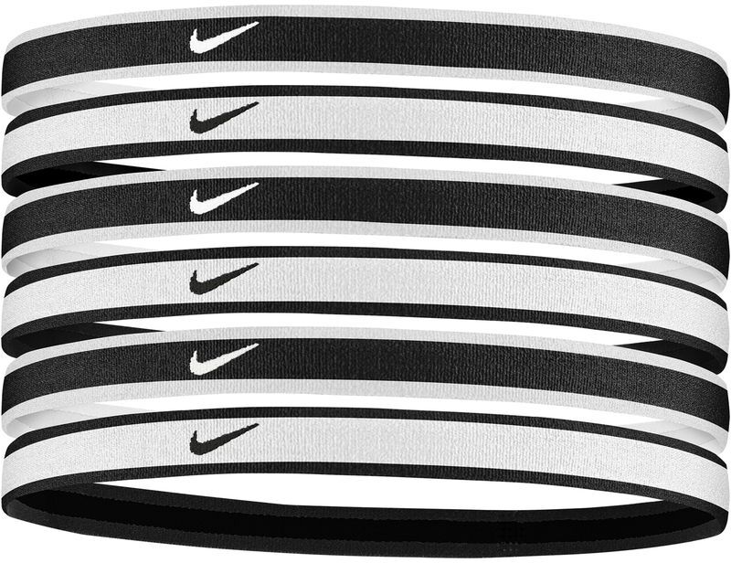 Nike Set di 6 fasce per capelli Swoosh Bianco e Nero Unisex DA7156-100 ONE