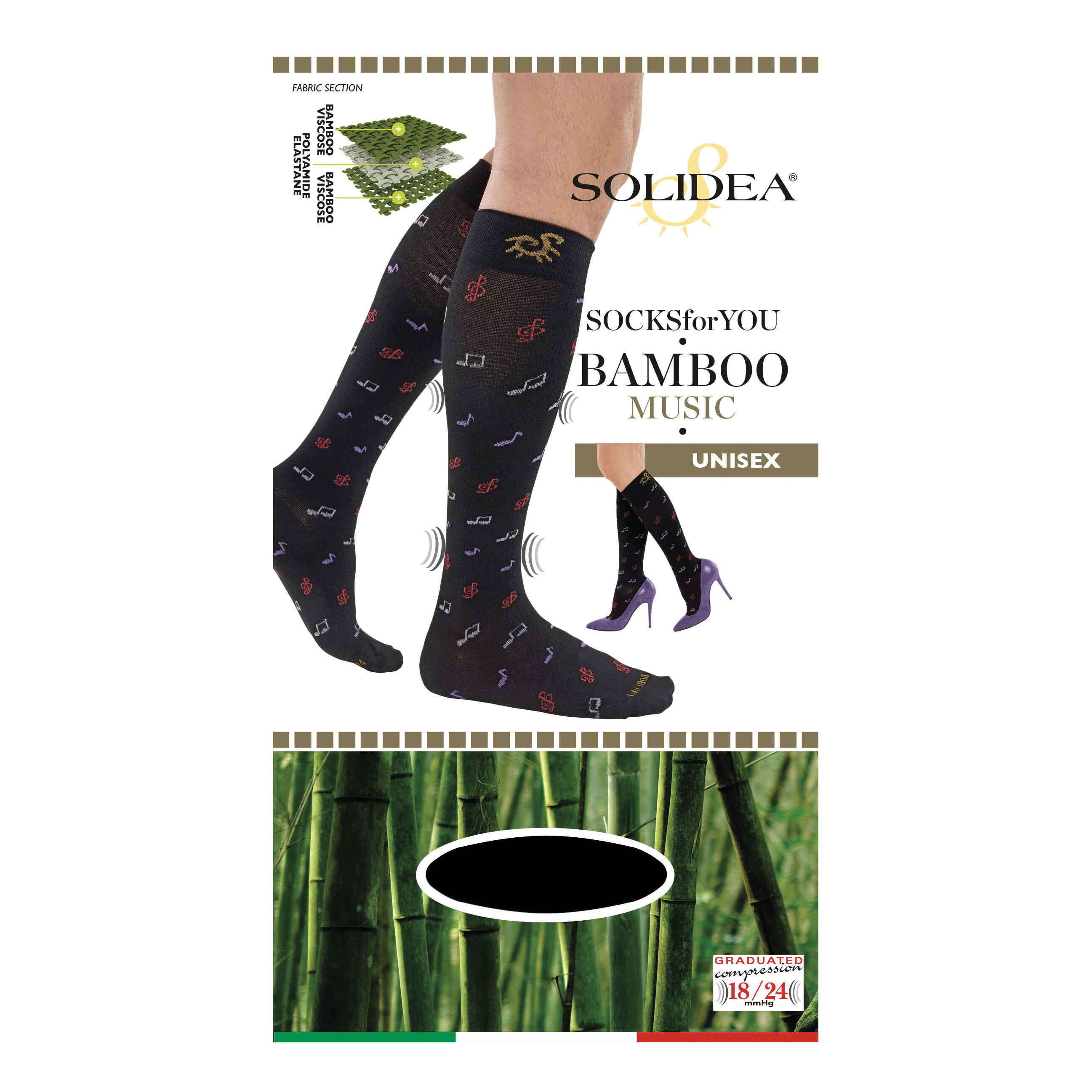 SOLIDEA Socks for you bamboo music grigio l