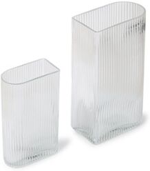 HKliving Ribbed vaas set van 2 - Transparant