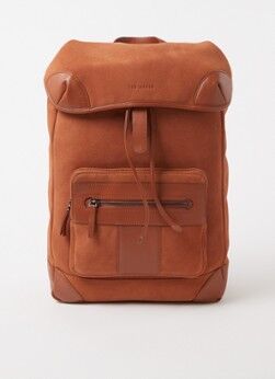 Ted Baker Tyson rugzak van nubuck met 17 inch laptopvak - Roestbruin