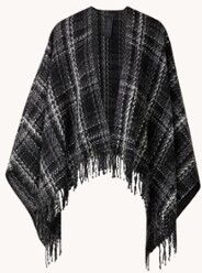 Maje Emmagangzida poncho van bouclé met franjes - Zwart