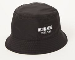 Dsquared2 Bucket hoed met logo - Zwart