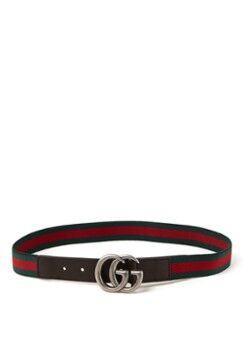 Gucci Elastische riem met leren details - Groen