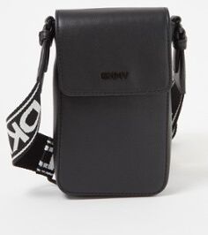 DKNY Winonna crossbody telefoonhoes van leer - Zwart