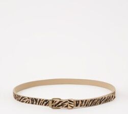 Scotch & Soda Riem van leer met dierenprint - Bruin