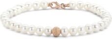 Diamond Point Roségouden armband witte zoetwaterparel Rivièra - Roségoud