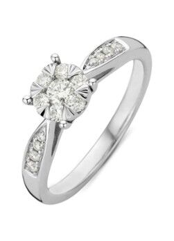 Diamond Point Ring van 14 karaat witgoud met 0.35 ct diamant Enchanted - Witgoud