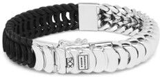 Buddha to Buddha Lars Mix armband van zilver met leer - Zilver