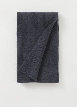 SAMSØE SAMSØE Viktor sjaal van wol met logo 200 x 20 cm - Grijs