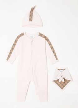 BURBERRY Giftbox met babypak en muts en slab 3-delig - Roze