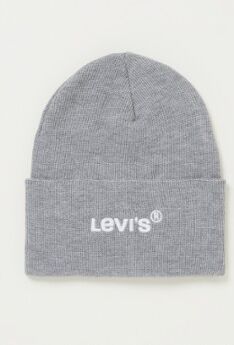 Levi's Wordmark fijngebreide muts met logoborduring - Lichtgrijs