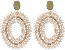 LOTT. gioielli Double Stones statement oorbellen verguld - Creme