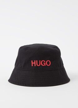 HUGO BOSS Bucket hoed met logoprint - Zwart