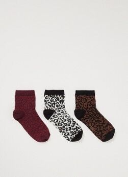 Ted Baker Loeii sokken met panterprint in 3-pack giftbox - Zwart