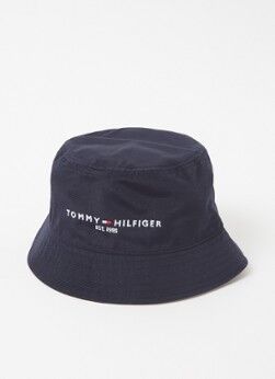 Tommy Hilfiger Establushed bucket hoed met logo - Donkerblauw