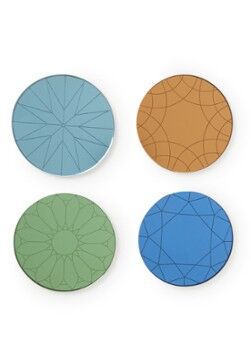 &Klevering; Coaster onderzetter van glas set van 4 - Multicolor