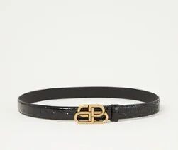 Balenciaga BB riem van kalfsleer met crocostructuur - Zwart