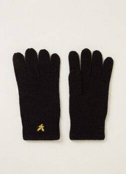 Lyle & Scott Fijngebreide handschoenen in wolblend - Zwart