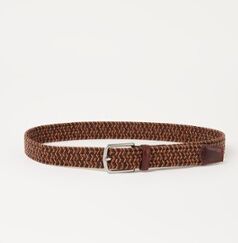 Profuomo Gevlochten riem met leren details - Bruin