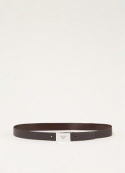 Emporio Armani Riem van leer met logo - Donkerbruin